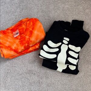 Orange Tie-Dye Kids Pajamas & Glow in the Dark skeleton pajamas
